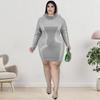 Plus Size Womens Velvet Dress With Faux Fur Collar Embellished Sequins Streetwear Long Sleeve Short Skirt Fashion