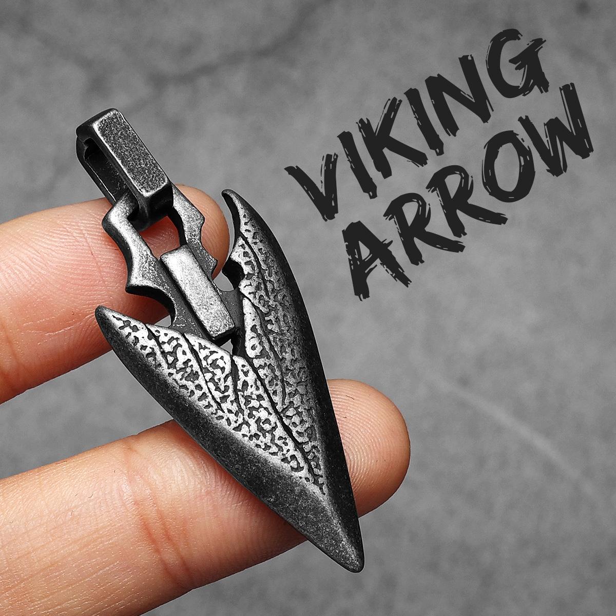 Retro Viking Arrow Texture Men Necklaces Stainless Steel Pendant Chain Women Punk Fashion Jewelry New Accessories Gift