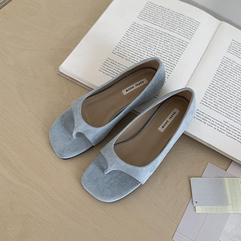 

Мода Bailamos Летние женские шлепанцы Слипоны Балетки с открытым носком Мягкие сандалии Удобная повседневная женская обувь Балетки Mujer 39 небесно-голубой