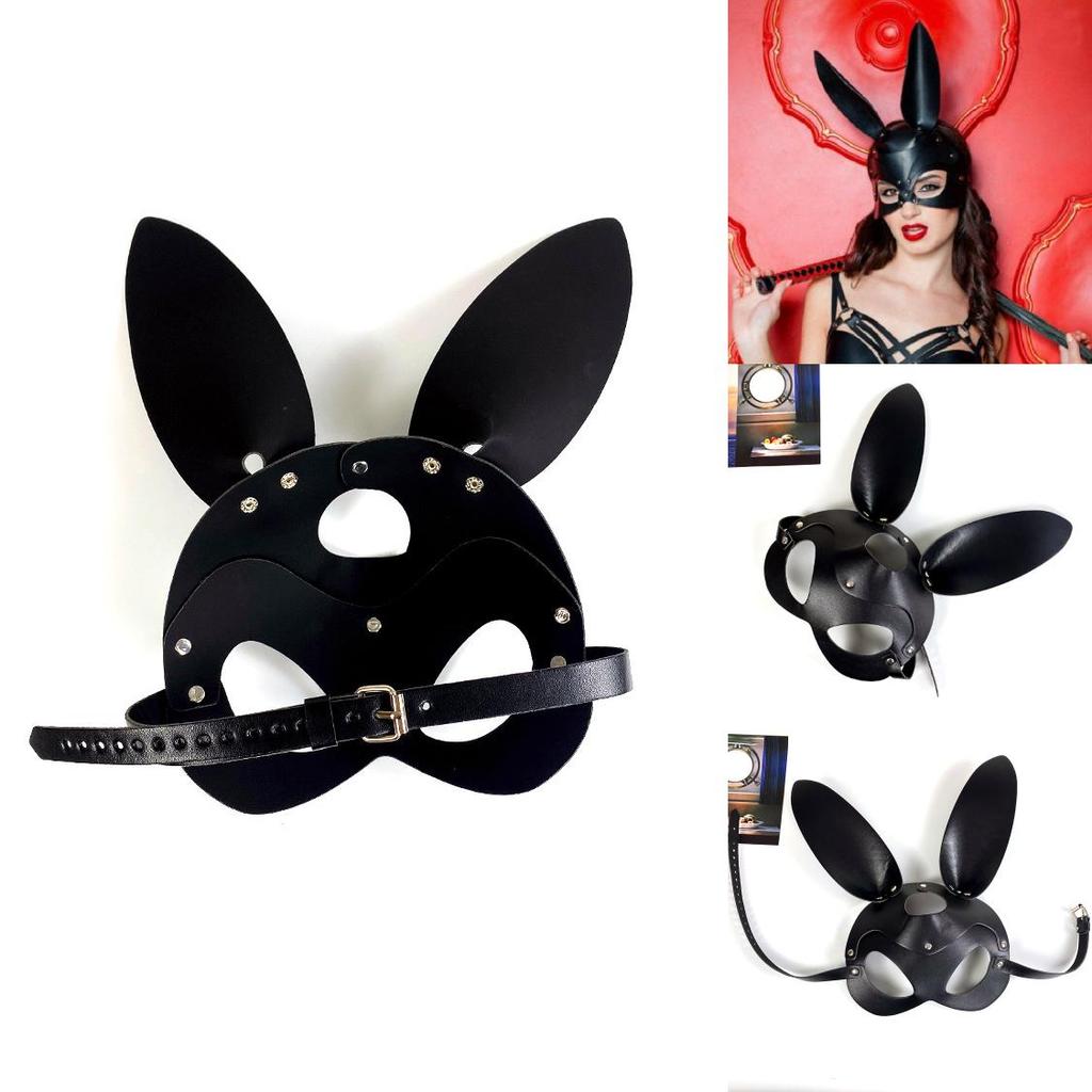Maschera da Ragazza Gatto Per Festa in Costume Con Materiale in Pelle Accessori Cosplay di Halloween Per Adulti