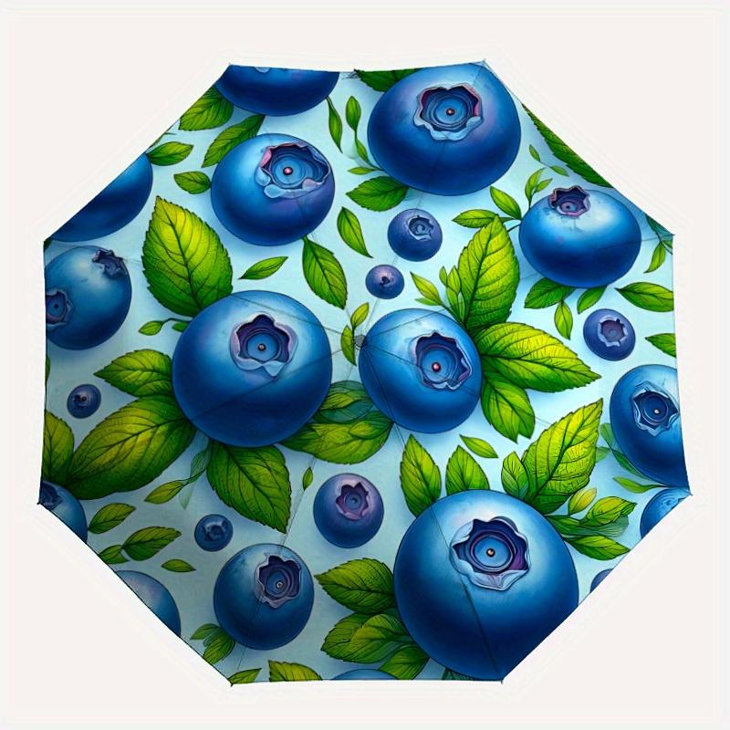 

1pc Blueberry Pattern Automatic Opening/Closing Folding Umbrella with 38 Ribs, Plastic Handle, Windproof Portable Sunshade Umbrella y250726078