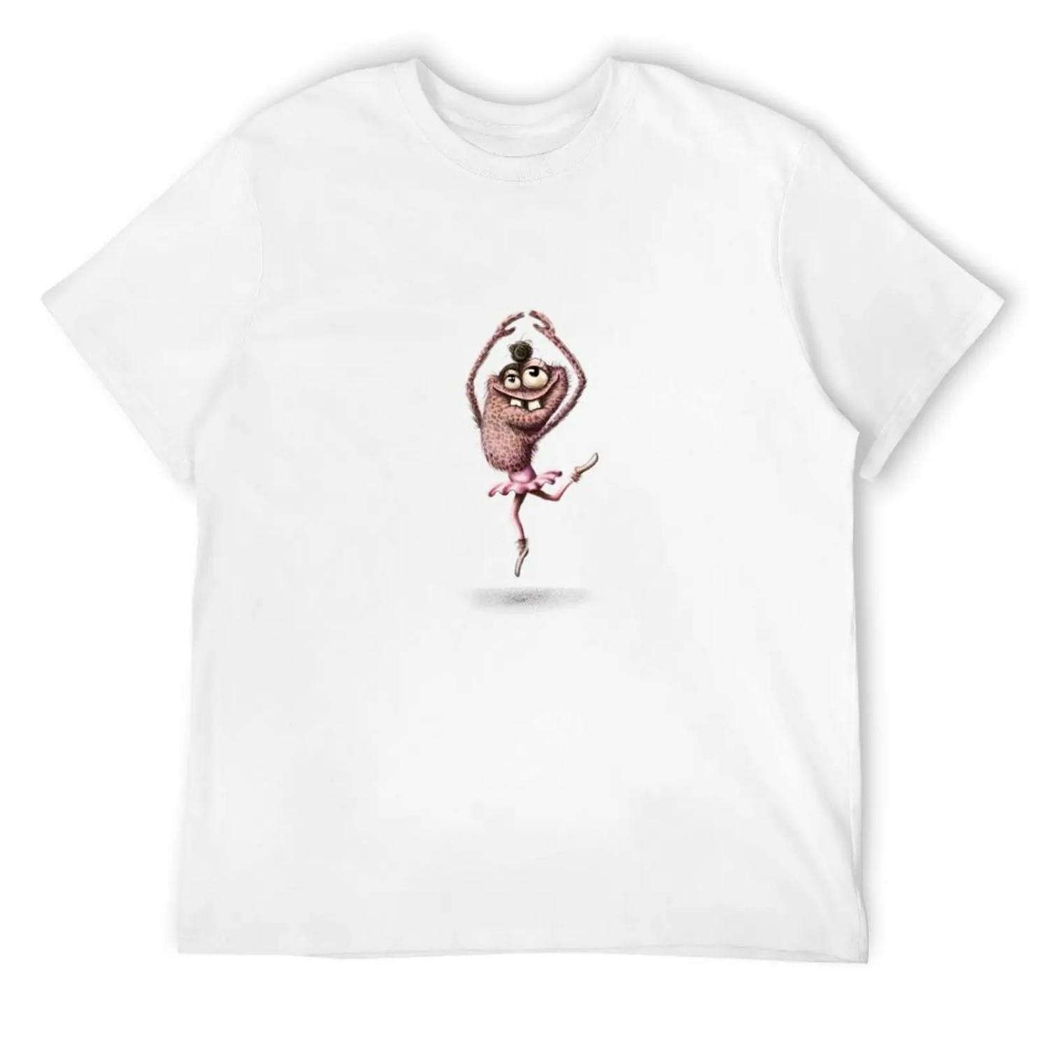 Ballerina monster T-Shirt animal prinfor boys summer 2025 mens shirts graphic tee XXXXXL белый