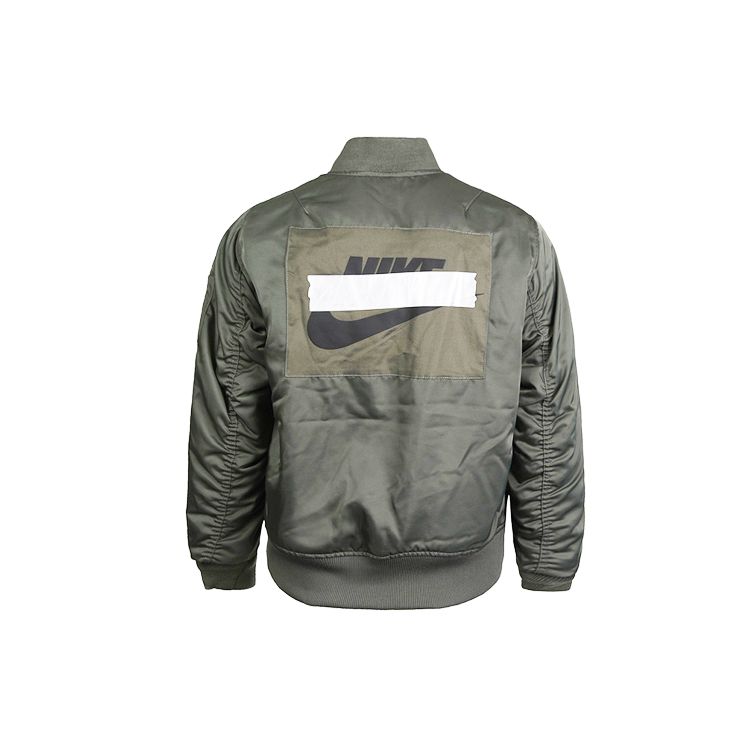 Nike Giubbotto bomber casual sportivo caldo con maniche lunghe in cotone da uomo, verde CZ1671-380