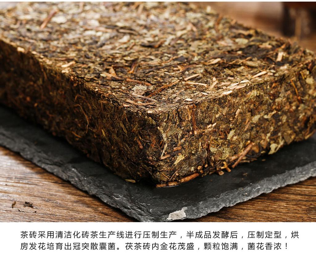 Hunan Anhua Dark Tea 338g Golden Flower Baishaxi 1953 Fucha Brick