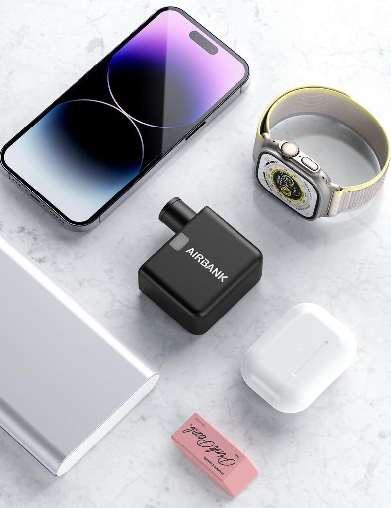 AIRBANK POCKET Bicycle Lightweight Compact and Compatible with Presta and Schrader Valves for Road Bikes Pump, Electric, (95g), Portable,