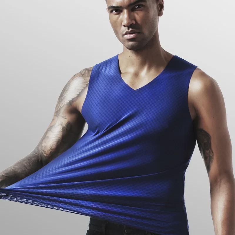 Men's Ice Silk Seamless V-Neck Sleeveless Vest