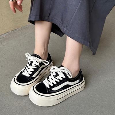 Niche Casual Black Sports Lightweight Autumn Low-top Thin Big-headed Versatile Classic Platform Fashion Canvas Shoes