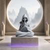 3D Printed Alien Meditation Statue, Zen Desk Decor Ornament, Cute Extraterrestrial Figurine for Home Office, Sci Fi Gift