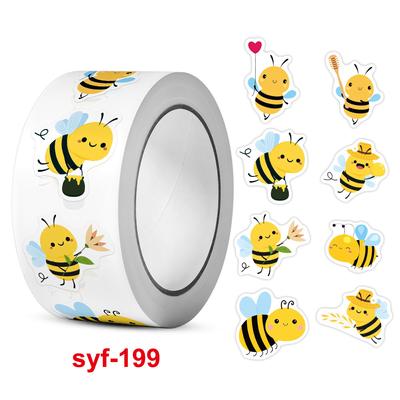 500 Stück/Rolle, 2,5 cm Rolle Sonderform Bienenaufkleber Dekorative Geschenkbox Selbstklebeetikett