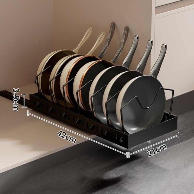 Organisateurs de cuisine réglables à 3 niveaux Design peu encombrant Accès facile Acier robuste pour casseroles, poêles, vaisselle et épices