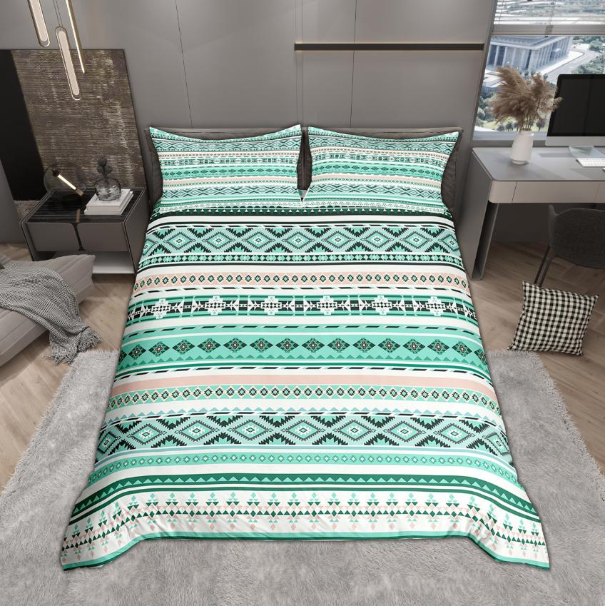 Homewish Vintage Aztec Bettwäsche-Set 2-teilig/3-teilig Bohemian Geometrie Bettwäsche Südwestliches Stammesmuster Bettbezug-Set