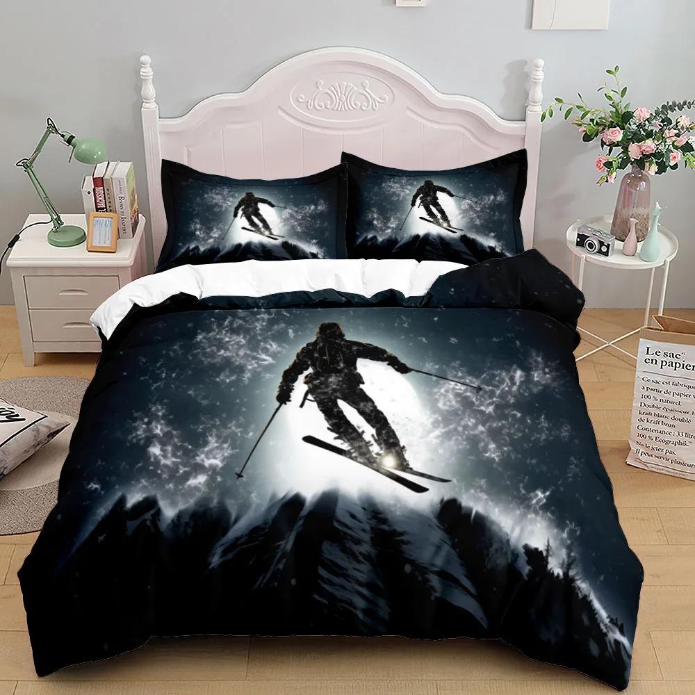  Mountain Ski Extreme Duvet Cover Set UK Single Double Queen US Twin Full King Size pkm Bed Linen Set