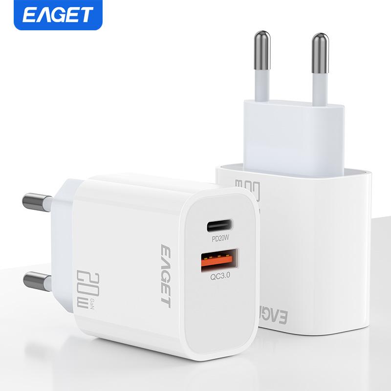 1 Stk./2 Stk. 20W Ladegerät Europäischer Typ-C Superschnellladung kompatibel mit Apple und anderen Smartphones 20W USB-C Dual-Port Wandladegerät