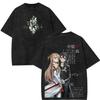 Anime Sword Art Online Graphic Print Tshirt Men Women Retro Washed Cotton Oversized Harajuku Streetwear Fashion Summer New Tee