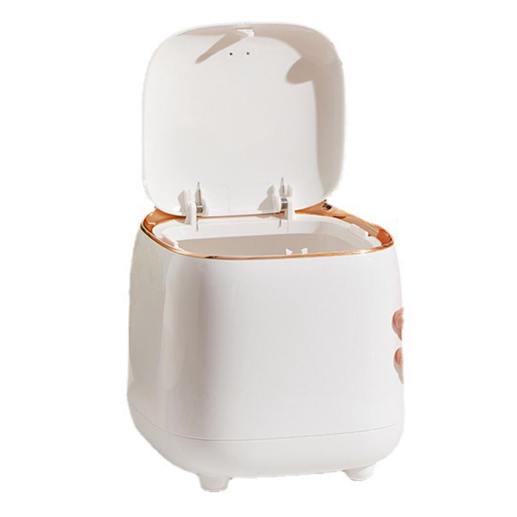 Push Type Desktop Trash Bin with Lid Fashionable Double Layer Large Opening Garbage Container for Living Room