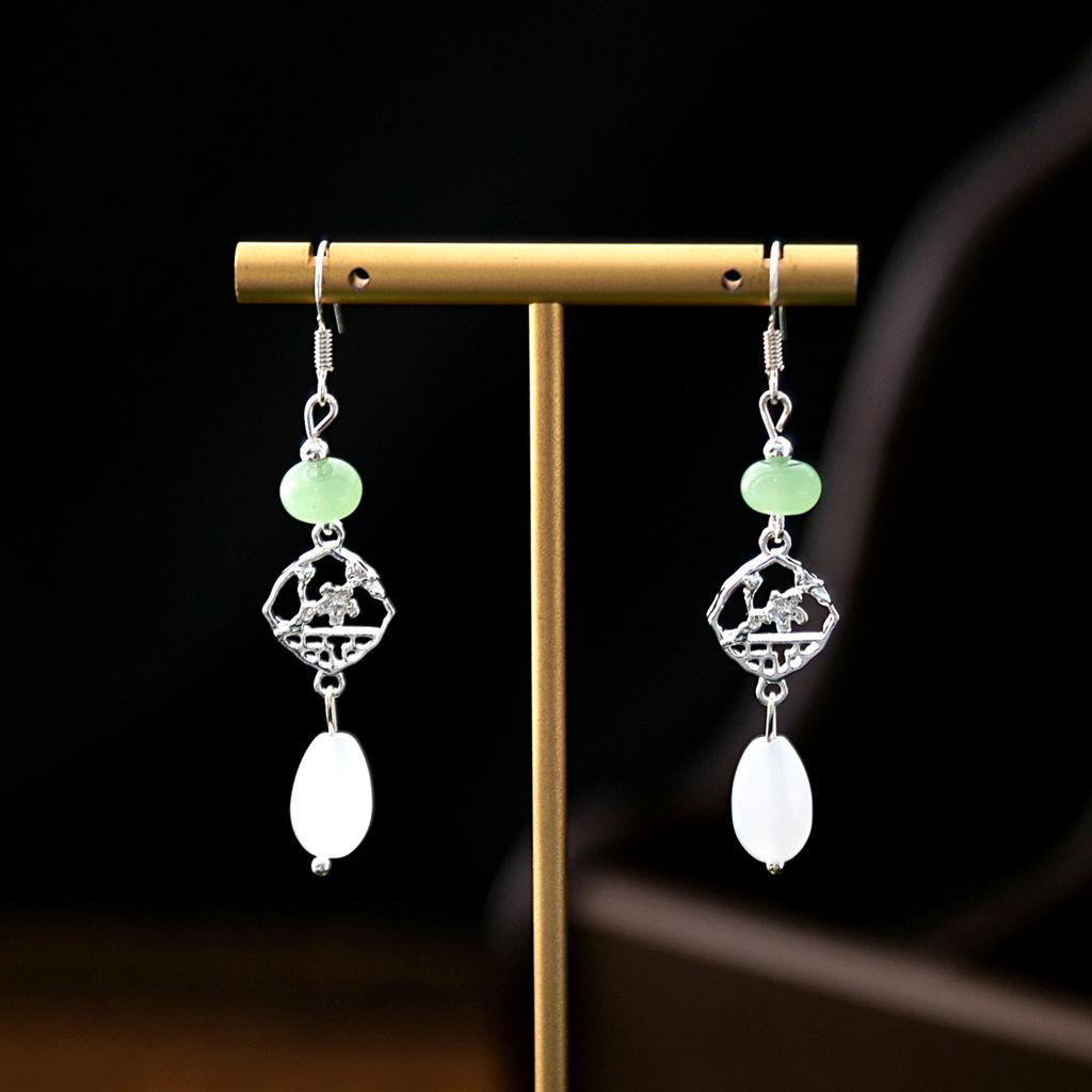 BLINGBAY Women's New Chinese Style Imitation Pearl Earrings Chinese Style Butterfly Drop-shaped Tassel Earrings Simple Hanfu Accessories Retro Jewelry