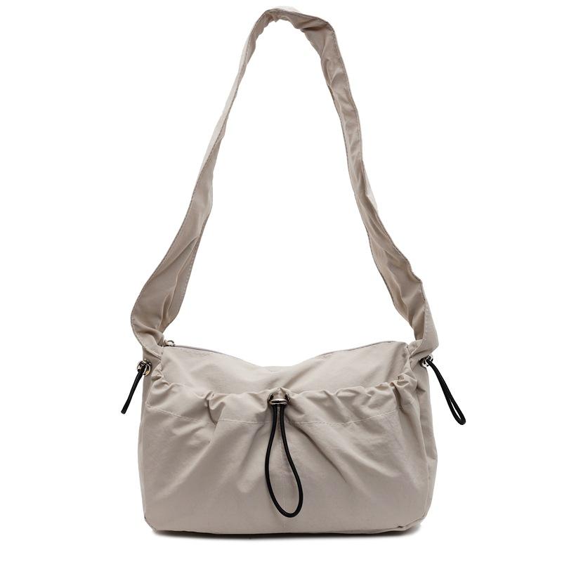 Drawstring Pleated Cloud Bag Women's Spring New Lightweight Nylon Shoulder Messenger Bag