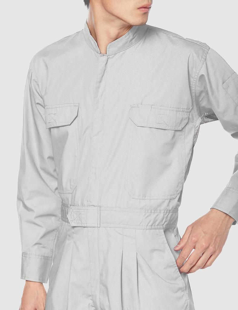 COCOS Nobuoka 783 Long Sleeve Mesh Jumpsuit, Silver, Size L