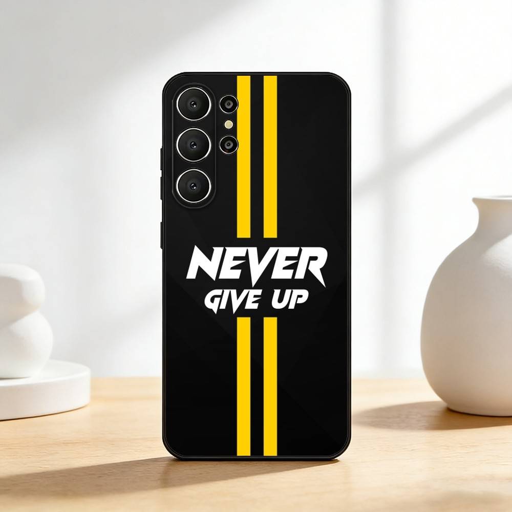 M-Motivate yourself to never give up Phone Case For Samsung S26,S25,24,23,22,30,21,10,9,Ultra,Plus,Lite,FE Soft Black Case
