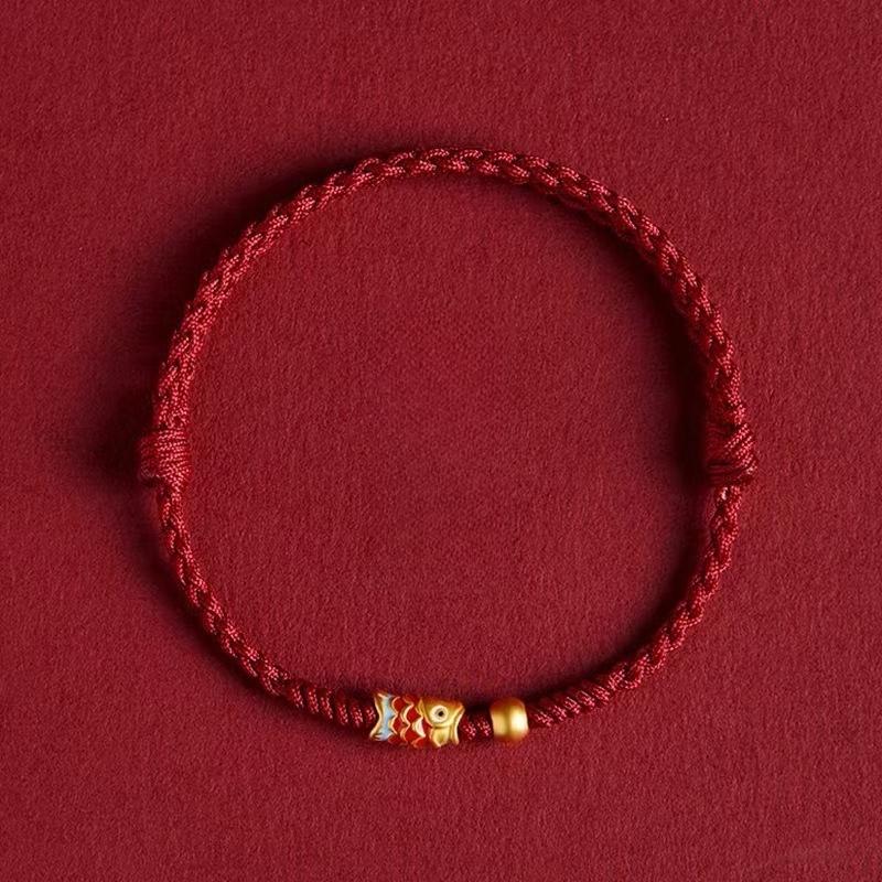 Koi Zodiac Year Red Rope Bracelet for Girls Woven with Hand Rope and Foot Chain As A Gift for Couples