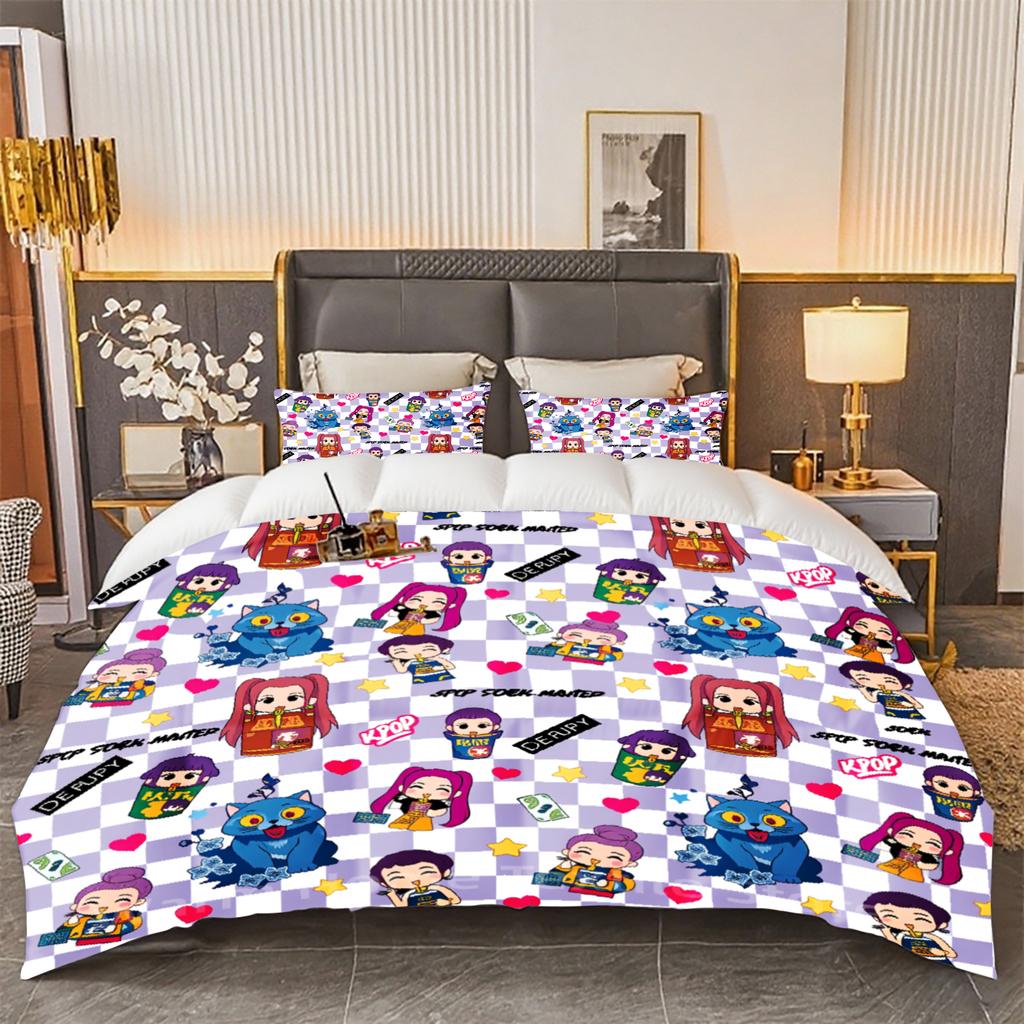 KPOP Bedding Set Demon-Hunters Duvet Cover Set Soft Single Twin Double Size Home Decor Birthday Gift For Girls Women Home Decor