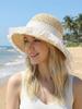 Womens Wide Brim Sun Hat With Neck Shawl And Ponytail Hole For Summer