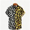 Camicia Estiva Bicolore con Stampa Leopardo Abbigliamento da Vacanza Hawaiana Moda Maschile Camicia Stile Spiaggia Camicia Quotidiana da Uomo e Donna
