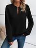 2025 Autumn/Winter Women's Solid Deep V-Neck Patchwork Long Sleeve Casual Sweatshirt