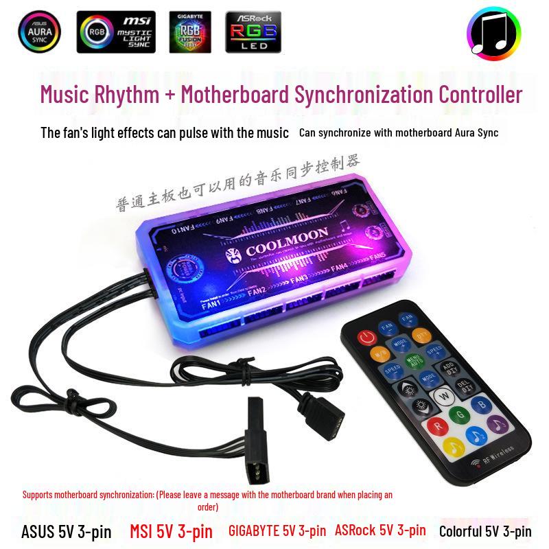 COOLMOON Radiance RGB 12cm Dual Aperture LED Cooling Fan for Desktop Computers