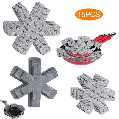 12/15Pcs Pot Pan Felt Protectors Divider Pads Heat Resistant Prevent Scratching Separate Mat Surfaces For Cookware Kitchen Tool