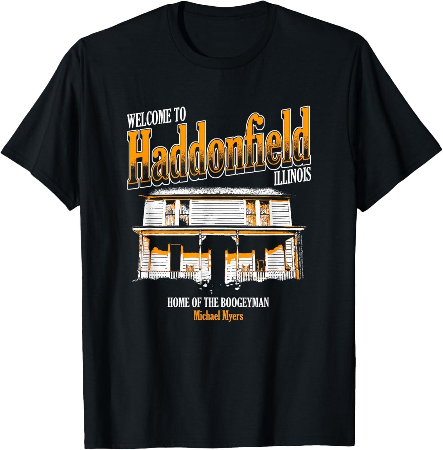 

Halloween Welcome to Haddonfield T-Shirt Mens Womens Tees Top 4XL