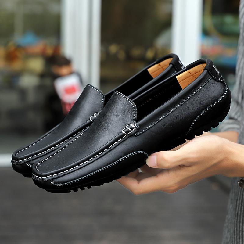 New Casual Mens Driving Shoes Leather Loafers Breathable Comfortable Footwear Male Lightweight Slip On Fashion Flats Moccasins