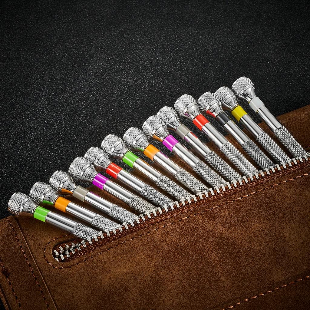 13PCS Screwdriver Set 0.6mm-2.0mm Slotted/Cross Watch Repairs Professional Screw Driver Kit for Watchmakers Watch Repair Tools