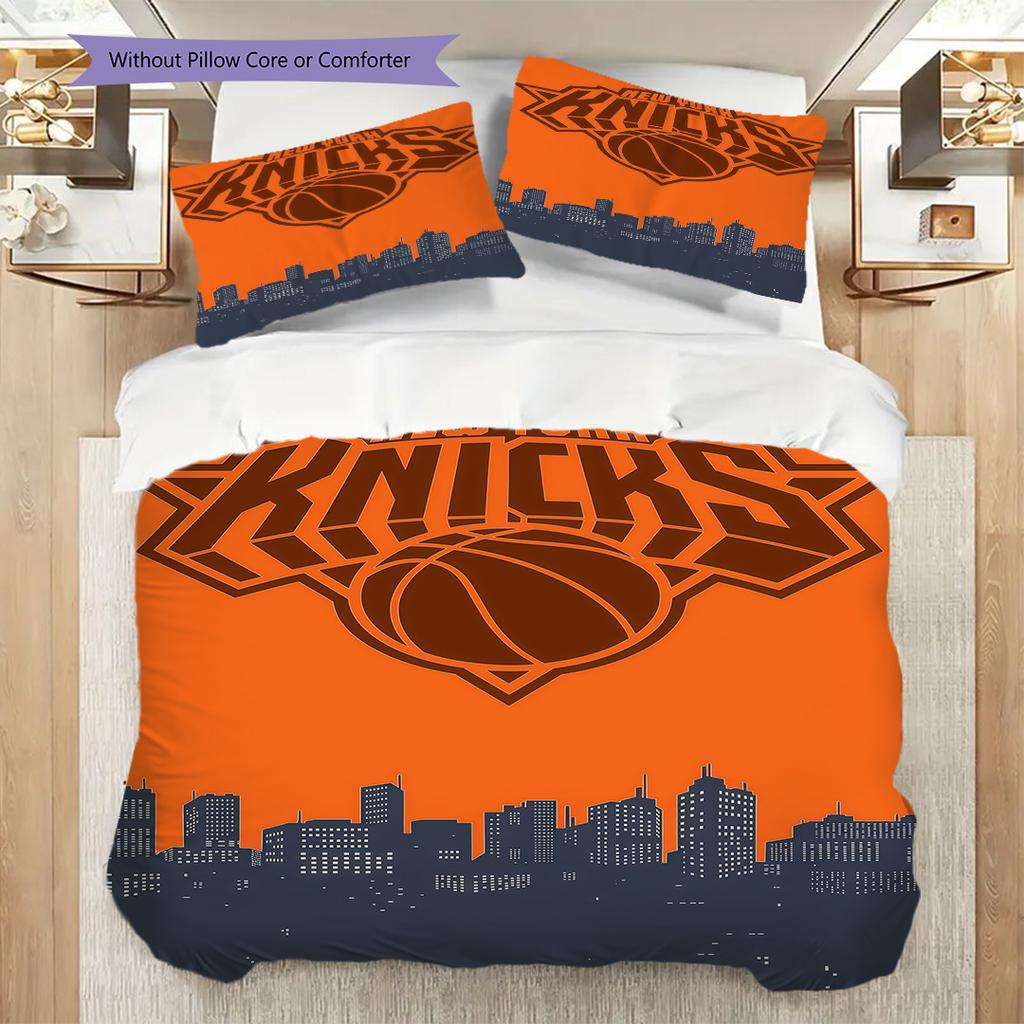 Set Tre Pezzi Spirito Dinamico del Basket New York Knicks(1 * copripiumino + 2 * federa, senza nucleo)Morbido e confortevole