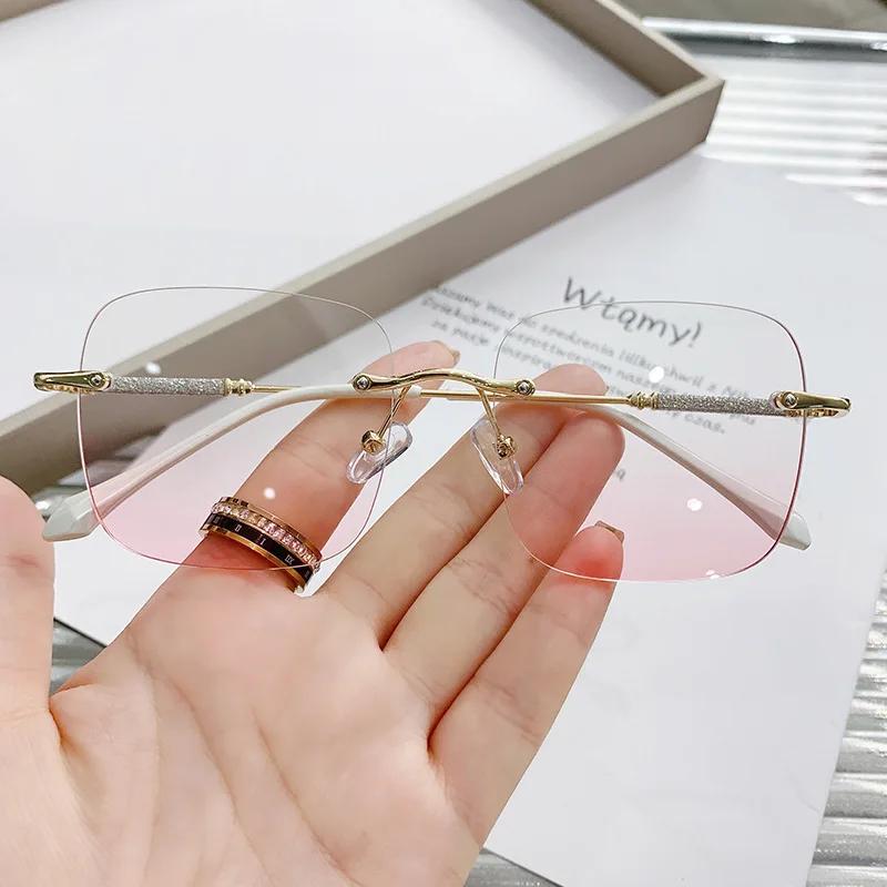 Womens Blue Light Blocking Eyeglasses Large Glasses Frame Slimming Flat Lens Glasses Frame Blush Eyeglasses Fashionable Optical Prescription Lenses