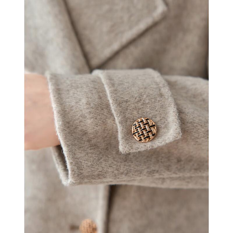 Women's Elegant Long-Sleeve Short Wool Blend Coat