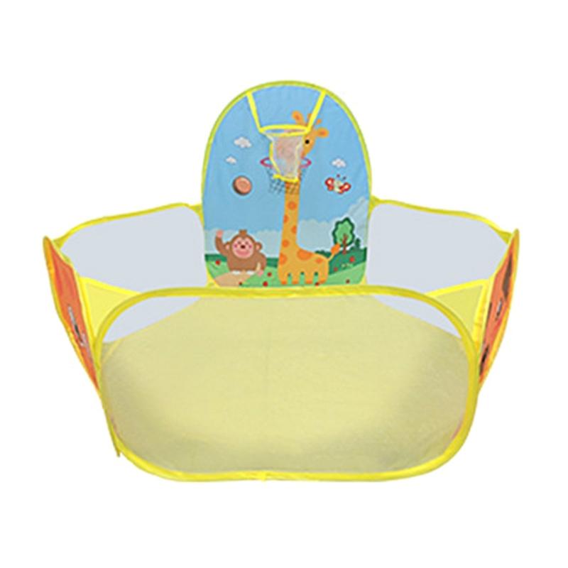 Folding Children's Ball Pit Tent with Basketball Hoop, Portable Playpen for Toddlers' Imaginative Play, Balls Not Included
