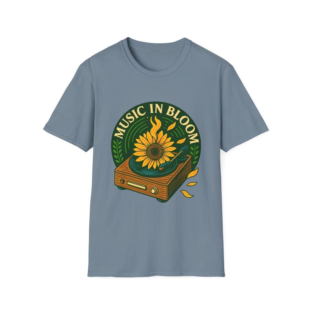 

Unisex Softstyle T-Shirt Retro Sunflower Record Player Music Bloom Tee 3XL