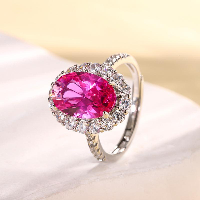 

Ювелирные изделия Медное основание Позолоченная Имитация Синяя Шпинель Красный Корунд Простой Набор Камень Героини 8 * 12