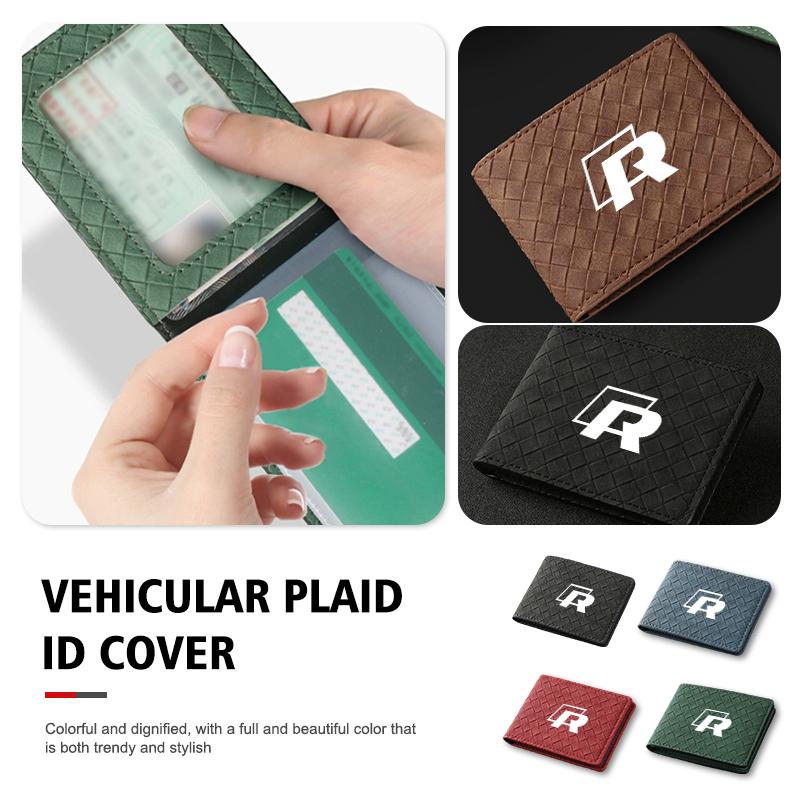 VFHJQ1 Suede Car ID Cover Vehicular Plaid Card Protector Wallet For Volkswagen VW Mk6 CC B5 B6 B7 Golf 4 5 6 7 Scirocco Sagitar Magotan