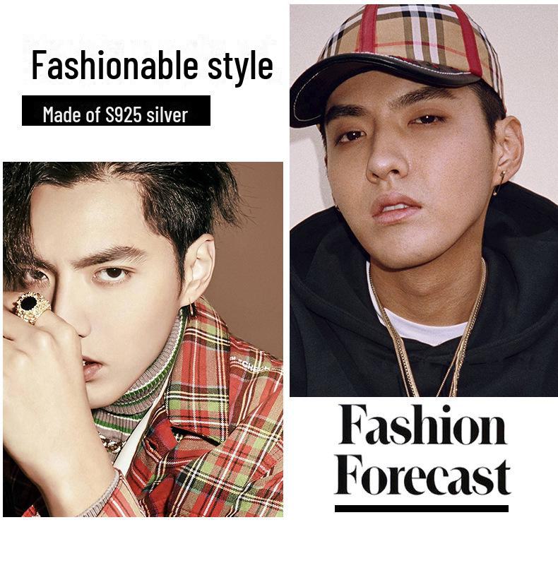 "925 Sterling Silver Unisex Pin Earrings - Korean Fashion"