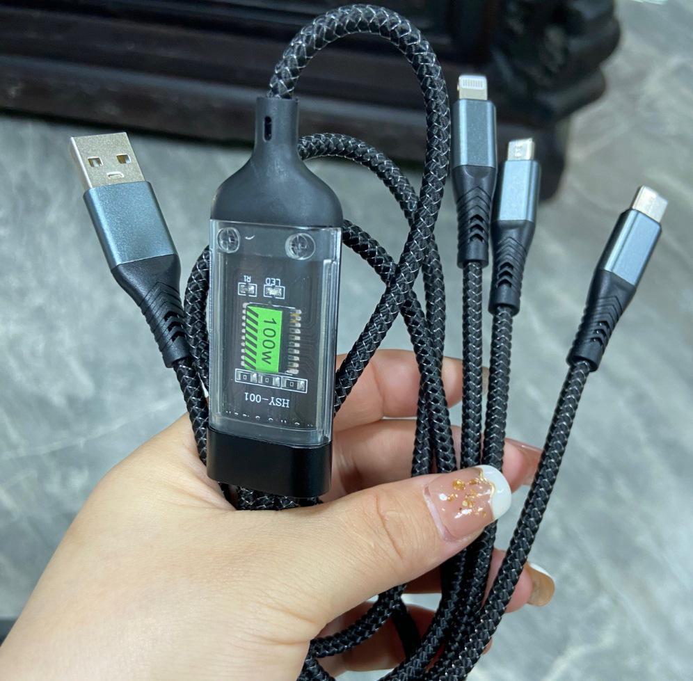 

Светящийся кабель 3-в-1 для быстрой зарядки мощностью 100 Вт — Android и Type-C Combo