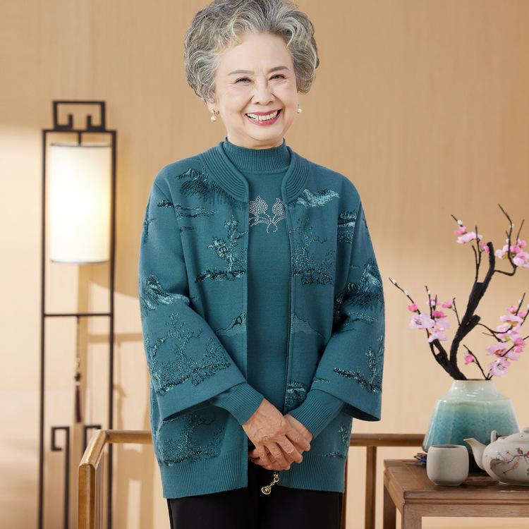 

Пожилые и пожилые люди носят одежду старых женщин, бабушкину одежду осенью и одежду матери осенью.. Новый двухпредметный свитер-пальто. 3XL