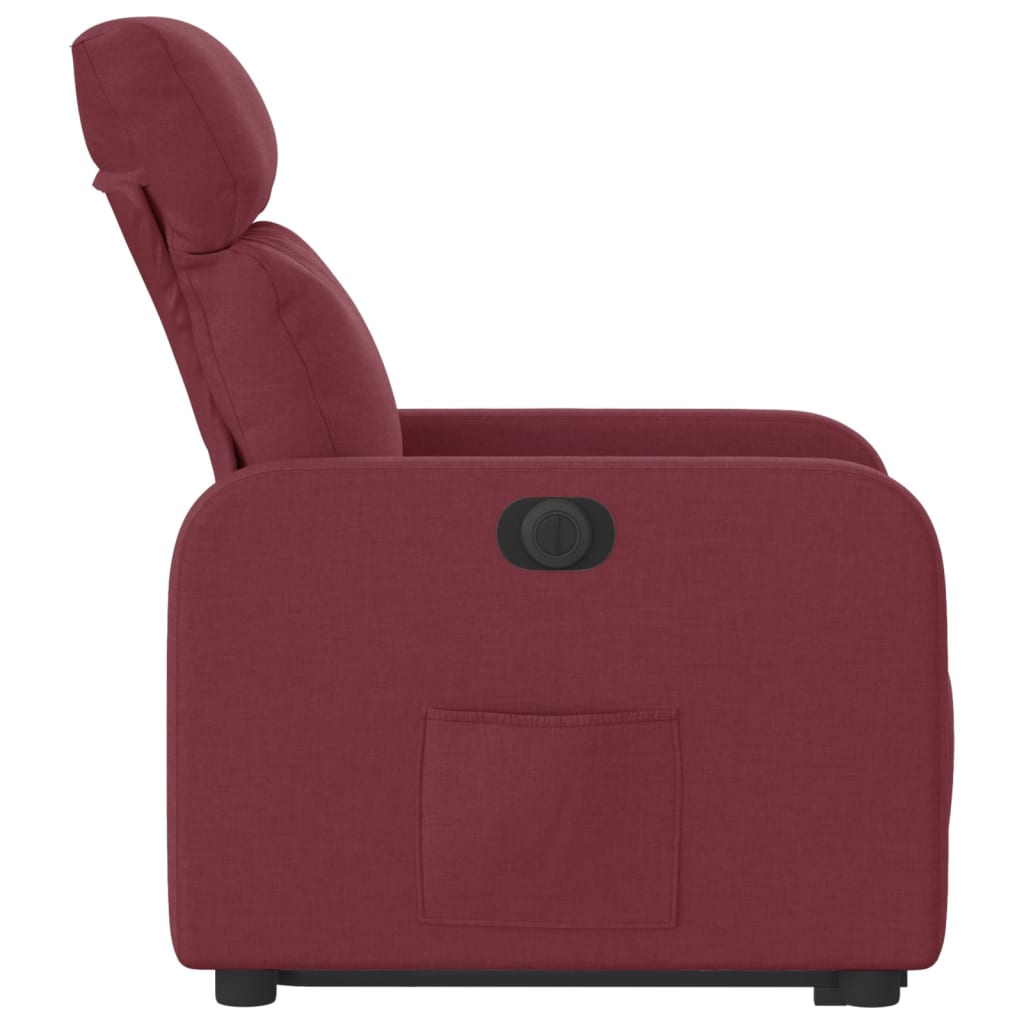 Electric Recliner Chair with Rising Assistance Burgundy Fabric