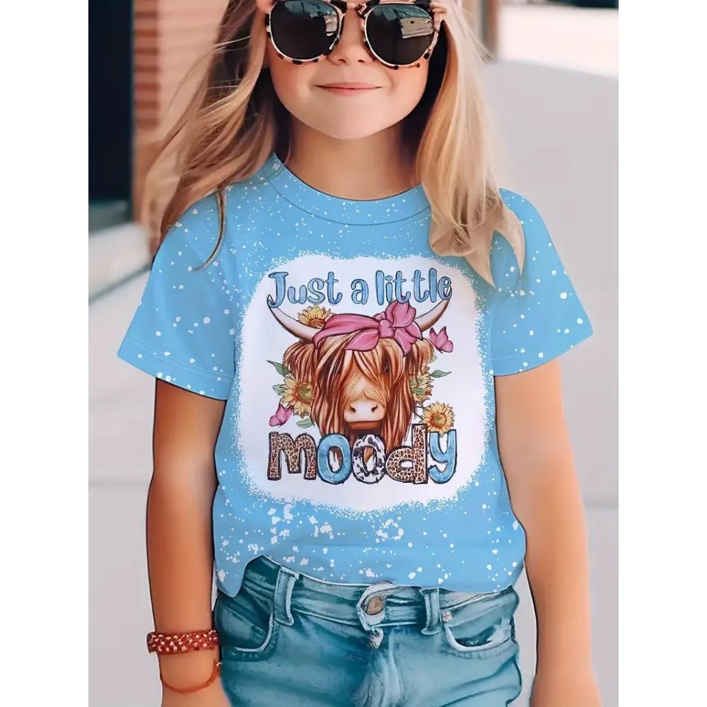 New summer girls short-sleeved T-shirt animal 3D digital printing trend casual loose tops