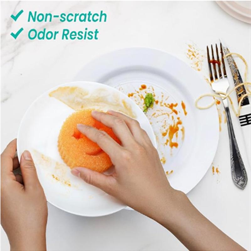 Sponges Dish Scrubber, Non-Scratch Multi-Functional Color Sponge, Temperature Controlled Cleaning Pads, Dishwasher Safe for Kitchen, Bathroom