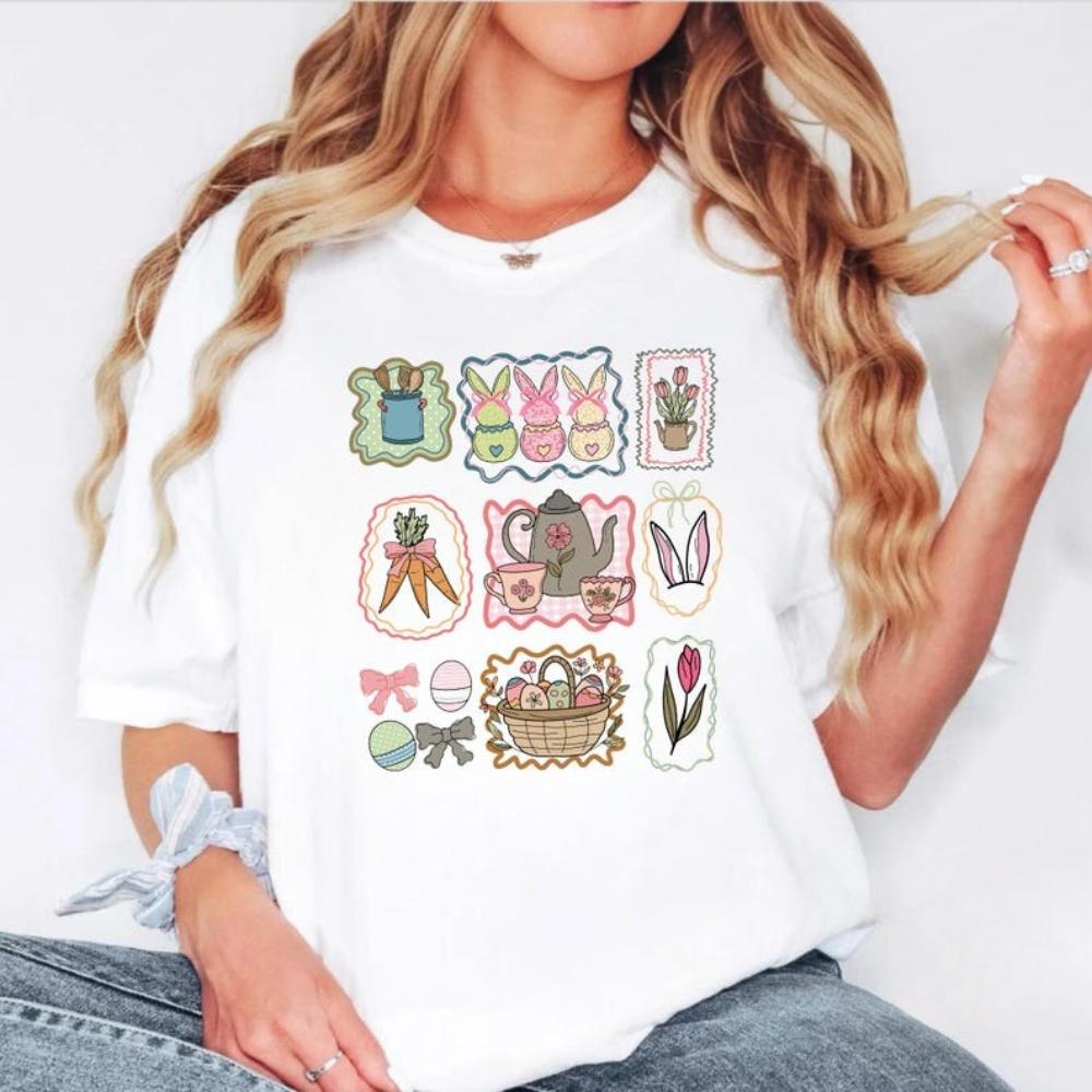 

Easter Bunny Pastel Spring Printed Tshirt Women Unisex Casual Cotton T Shirts Creative Streetwear Camisetas Tops Tee Shortsleev S