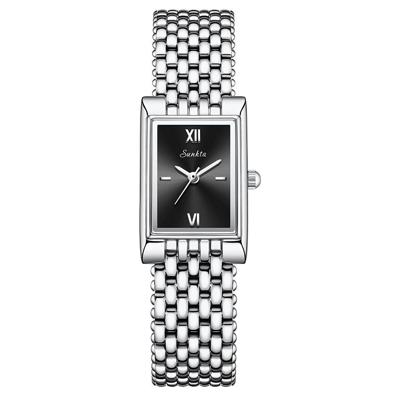 SUNKTA Elegante Damen Uhr Mode Gold Quarz Armbanduhr Quadratisches Zifferblatt Wasserdicht Stahl Luxus Uhren Damen Geschenk Reloj Mujer