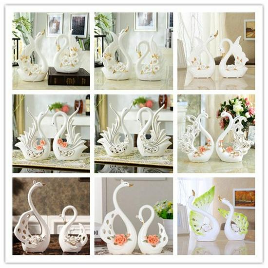 Ceramic Swan Ornaments: Elegant Home Decor for Living Room, Wine Cabinet, or Wedding Gifts