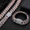 European & American 20mm Rhombus Cuban Link Zirconia Hip Hop Necklace & Bracelet for Men